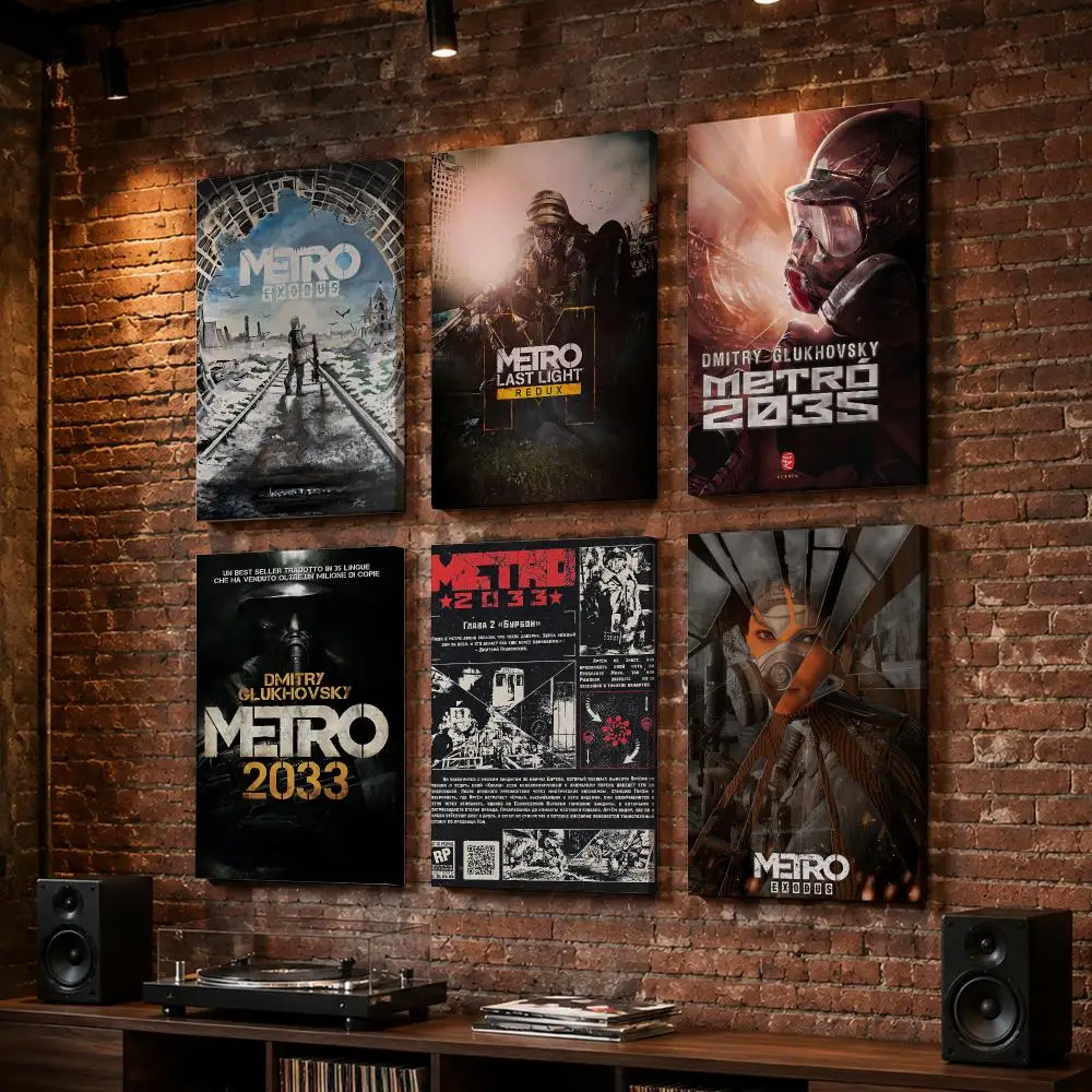 M-Metro Exodus Game Framed Wall Painting Wood Canvas Poster For Living Room Bedroom Hallway Office Home Decor Gift