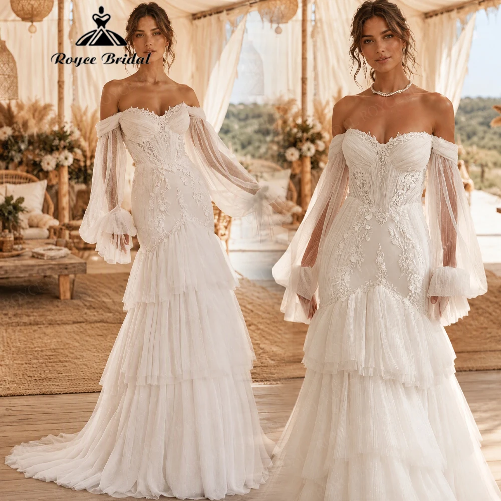 Roycebridal Elegant Sweetheart A Line Wedding Dresses 2027 Appliques Boho Beach Bridal Gown Customized Vestido De Novia