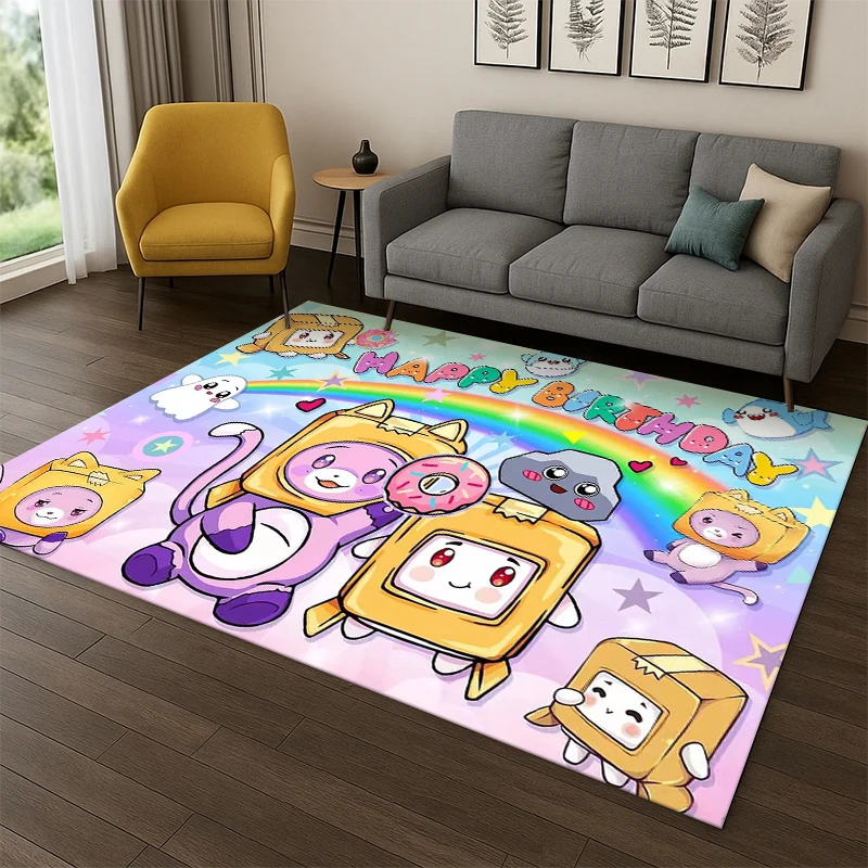 3D Rocky Foxy Boxy Lankybox Carpet Rug for Playroom Bedroom Living Room Sofa Home Decor,kid Game Area Rug Non-slip Floor Mat