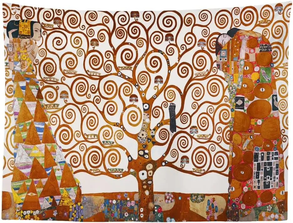 شجرة الحياة، ستوكليت فريز، 1905 بقلم غوستاف كليمت لوحة زيتية نسيج جدار الفن غرفة نوم خلفية ديكور المنزل المعلق، #3