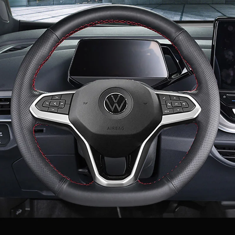 

Customized Hand Sewing Car Steering Wheel Cover for Volkswagen VW T-Roc Teramont Tiguan Talagon Tavendor Tharu Genuine Leather