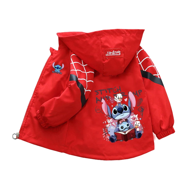 New Spring Baby Boys Girls Jacket Fashion Cartoon Stitch Print Outerwear for Kids Clothes Children Windbreaker Coat