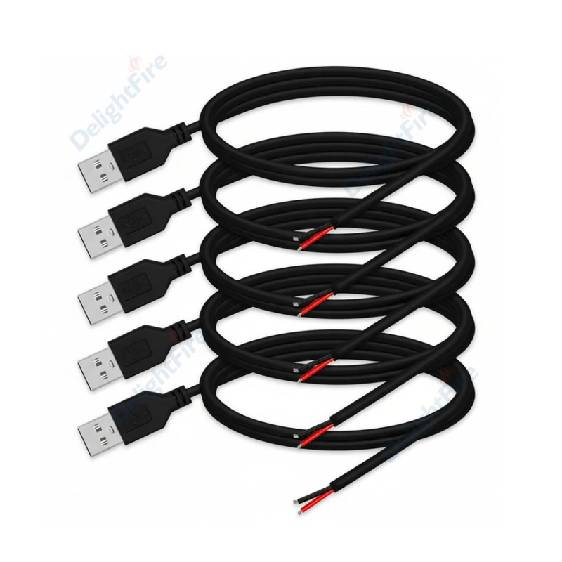2PIN Pigtail USB Power Connector Male Plug Replacement USB Cables For Single Color LED Strip Lights Electrical Appliances