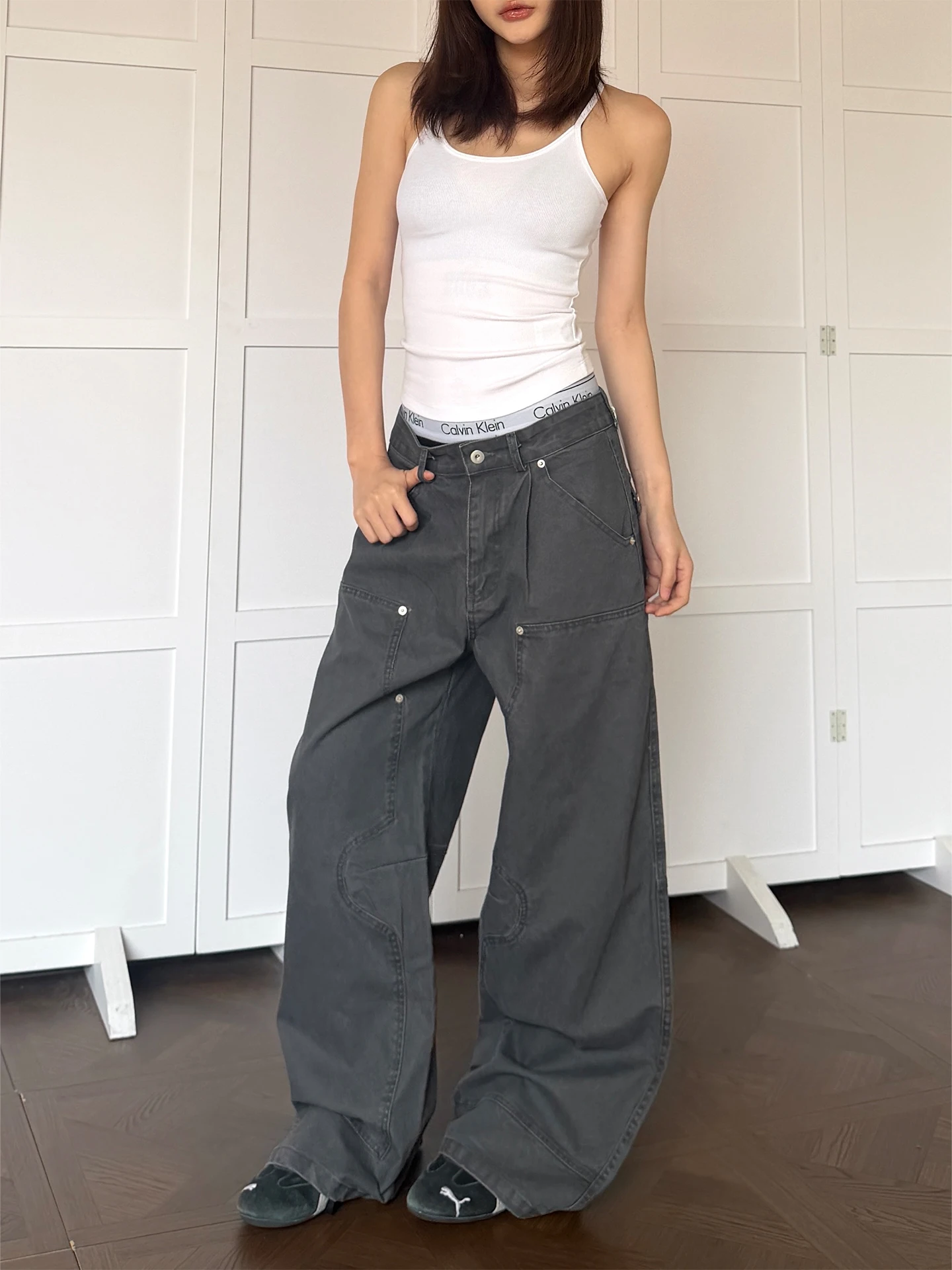 

Винтажные рабочие брюки Don Cry для мужчин и женщин, свободные повседневные брюки с широкими штанинами, хлопковые, прямого кроя, прочные