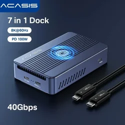 Acasis 40Gbps SSD Enclosure & 7 in 1 Dock Station USB C 3.1 PD 100W 8K 60HZ For Macbook Pro