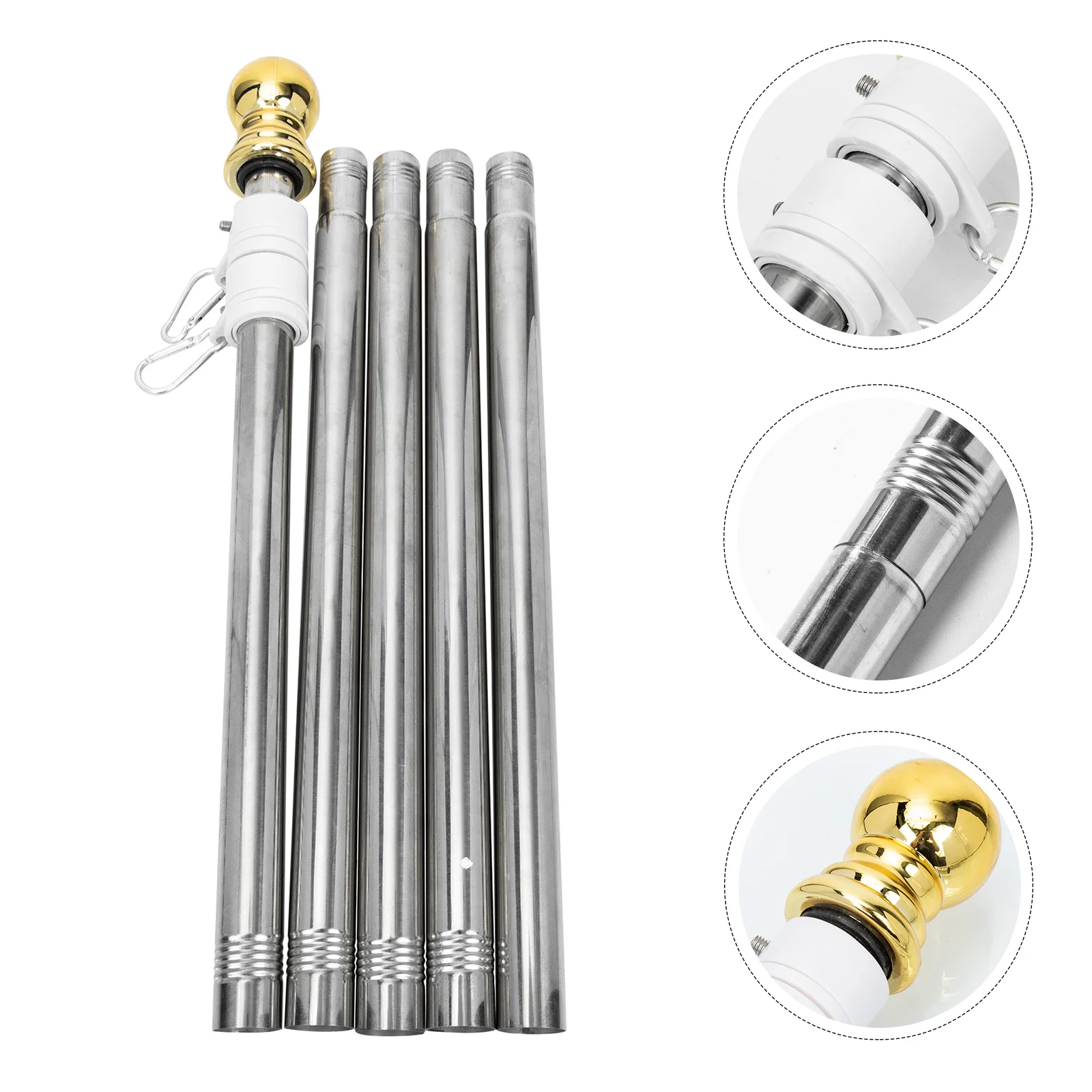 Solar Lights Stainless Steel Flagpole Garden Rod for Yard Anti-winding Outdoor Staff