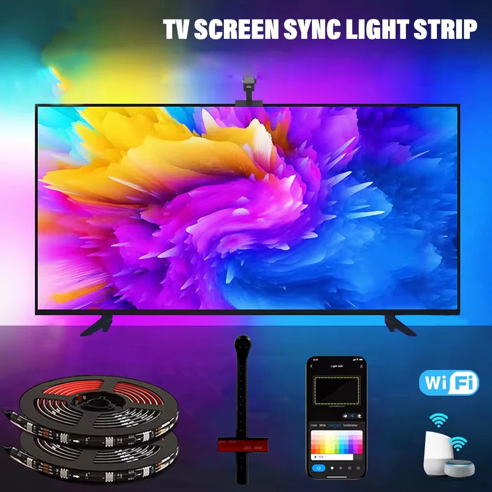 TV LED Backlight RGBIC LED Strip Light AR Color Gamut Sensor APP Music Synchronization Game Bedroom TV Background Ambient Light