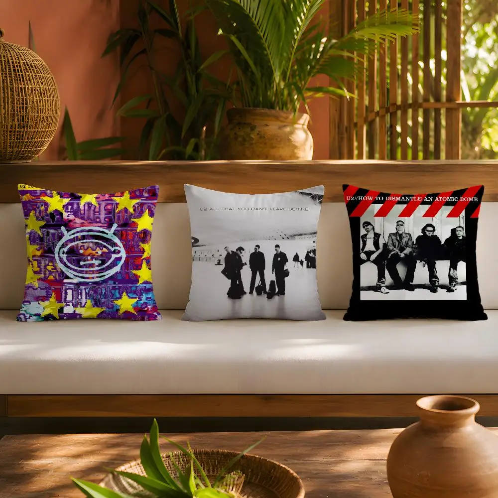 Famous U-U2 Band Album Cover Cushion Cover 1pc Square Plush Pillow Cover Soft Fuzzy Removable Washable Sofa Bed Bedroom Decor