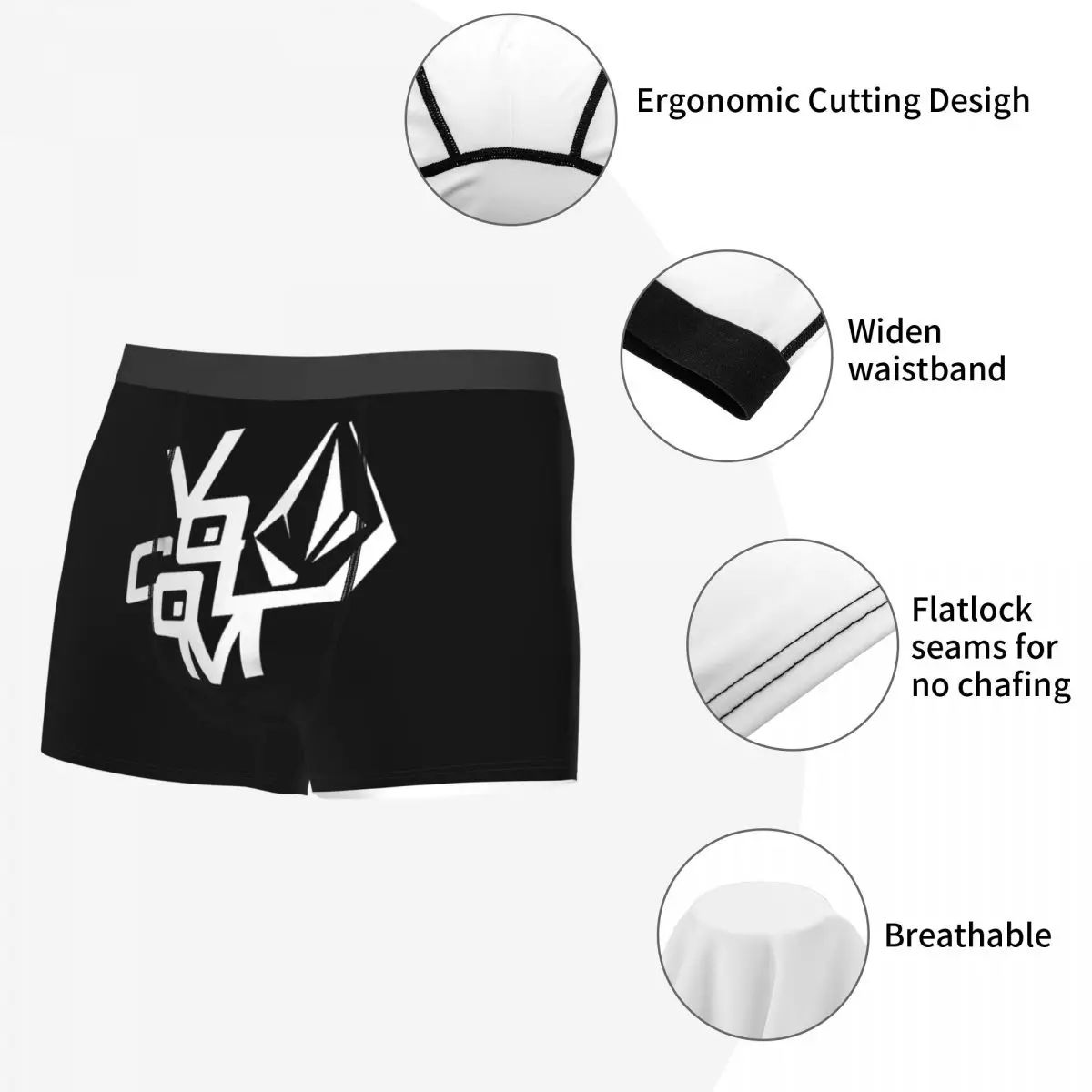 V-volcom Logo Men Underwear Boxer Briefs Shorts Panties Novelty Soft Underpants for Homme S-XXL