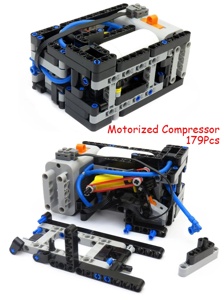 MOC Technical Pneumatics Motorized Compressor Building Blocks Model DIY Air Pneumatic Airtank Motor Assembly Brick Kid Toy Gift