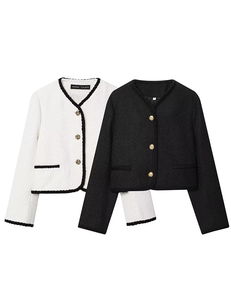 

Women's Jacket 2025 Women Long Sleeve Button Leisure Jackets High Street Short Coats Lady Autumn New Elegant Fashion Outerwears