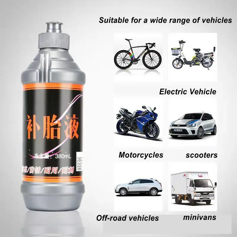 Tube Puncture Repair Sealant 380ml Strong Sealing Motorcycles Sealant Long-Lasting Tire Sealant Seals Faster Lasts Longer