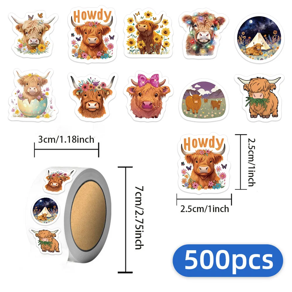 500 Uds. Pegatina de recompensa de película Highland Bull Avatar 10 Bull 2,5 cm/1,0 pulgadas sello de regalo de fiesta de juego de recompensa de aprendizaje