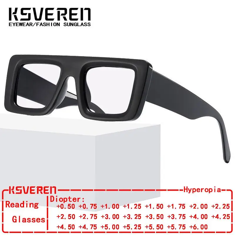 Fashion Square Anti Blue Light Thick Frame Reading Glasses For Men Prescription Eyeglasses Frame For Women Presbyopic Glasses