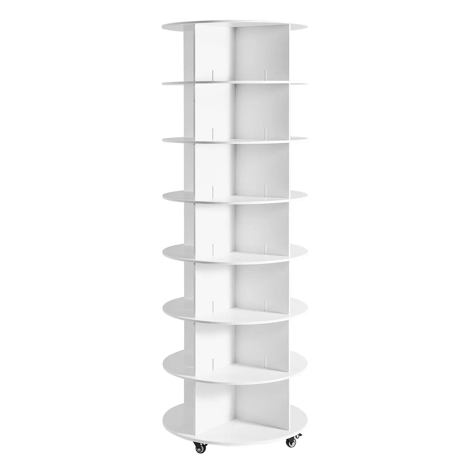 7 Tiers Rotating Shoe Rack Tower with Wheels 360 Degrees Spinning Carousel Display Lazy Susan Organizer Closet Shelf