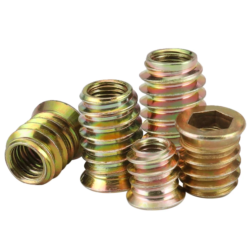 M6 M8 M10 Gewinde aus verzinktem Kohlenstoffstahl für Holzeinsatzmutter, Flansch, Sechskant-Antriebskopf, Möbelmuttern