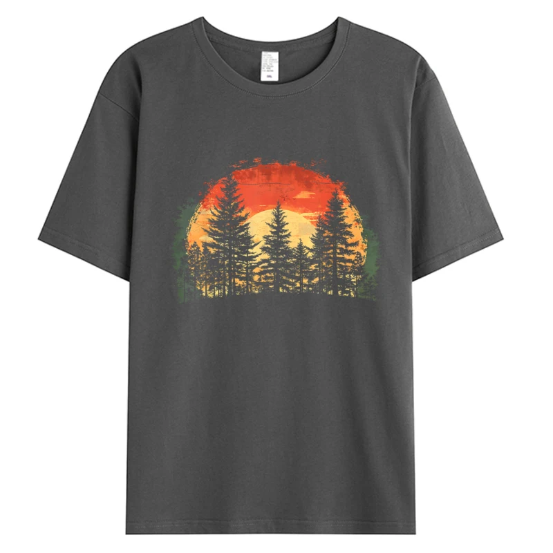 الصيف الكلاسيكية شجرة طبيعة الرجال عاشق تي شيرت رجل ريترو الغابات رجالي 100% القطن الجرافيك تي شيرت مصمم طباعة بلايز 2025