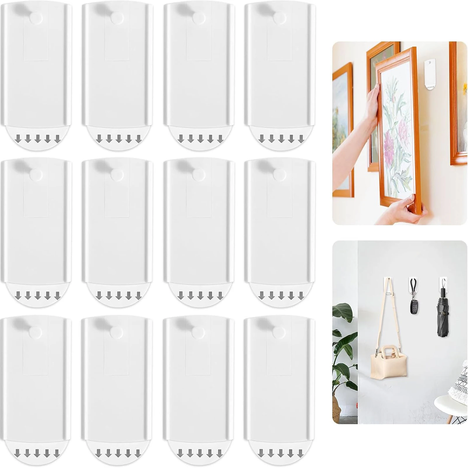 10/12 Peças de Ganchos Adesivos Fortes para Quadros, Sem Perfuração, Suporte para Pinturas a Óleo e Espelhos, Gancho Removível