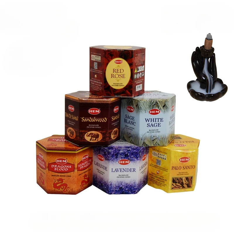 40 granos/caja de sándalo de flujo inverso, madera de agar, madera sagrada peruana, purificador del hogar del aire, calmante, incienso cónico del espíritu