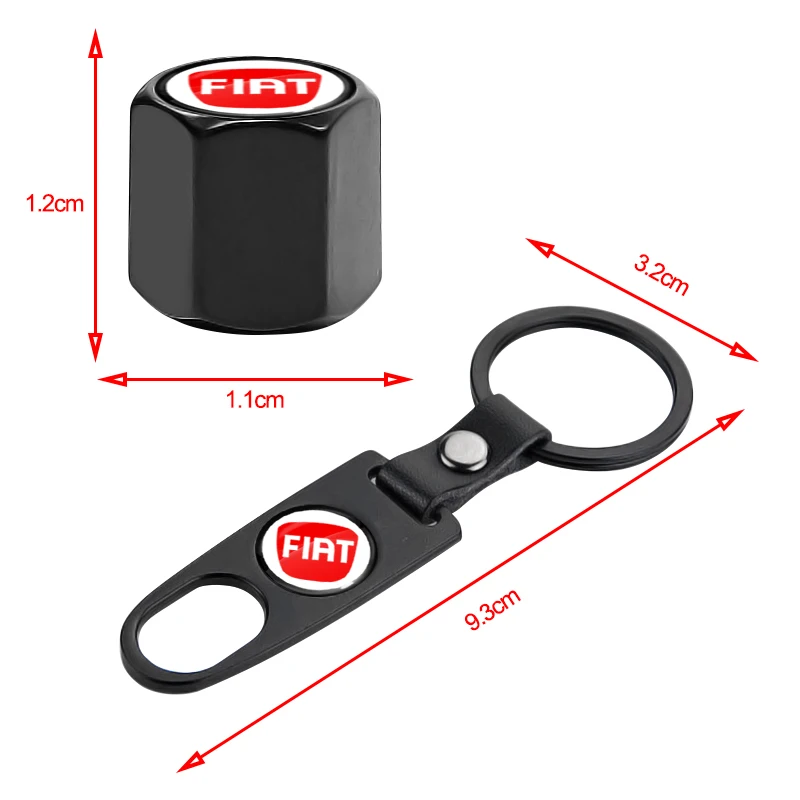 Car Badge Keychain Keyring With Tire Valve Cap Car Accessories For Fiat 500 Grande-Punto Astra Bravo Panda Tipo Stilo Egea