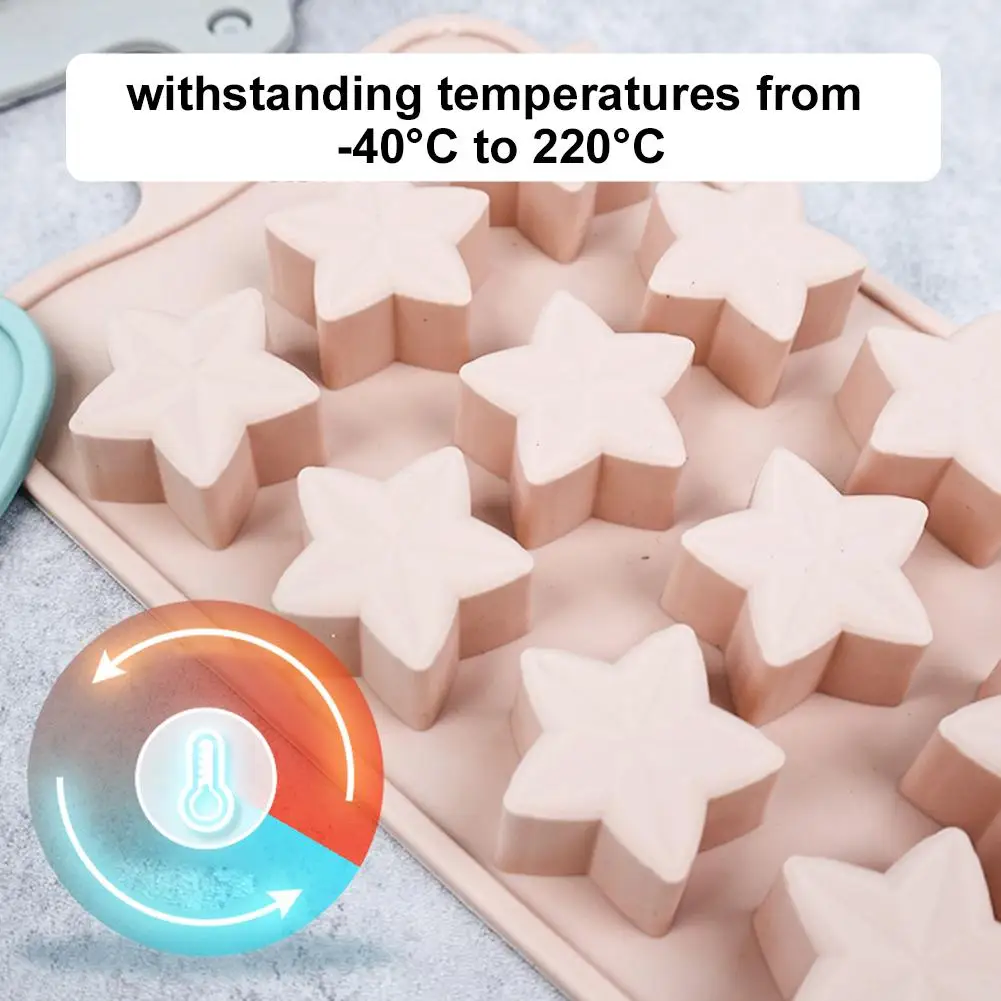 15-Piece Five-Pointed Star Silicone Chocolate Mold Creative Jelly Christmas Candy DIY Mold Ice Tray Baking Mold view 6