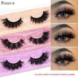 FOXESJI 3D Mink Lashes False Eyelashes Fluffy Thick Cross Wispy Natural Eye lashes Mink Soft Lash Extension Supplies Makeup Set