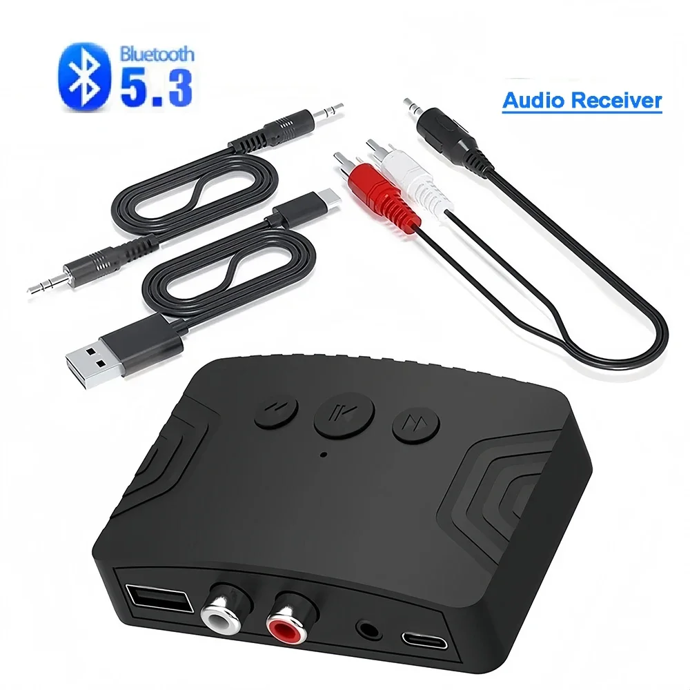 

Приемник Bluetooth 5,3, беспроводной аудиоадаптер, U-диск, разъем RCA 3,5 мм, разъем AUX, стерео музыкальный приемник для усилителя, динамик, гарнитуры