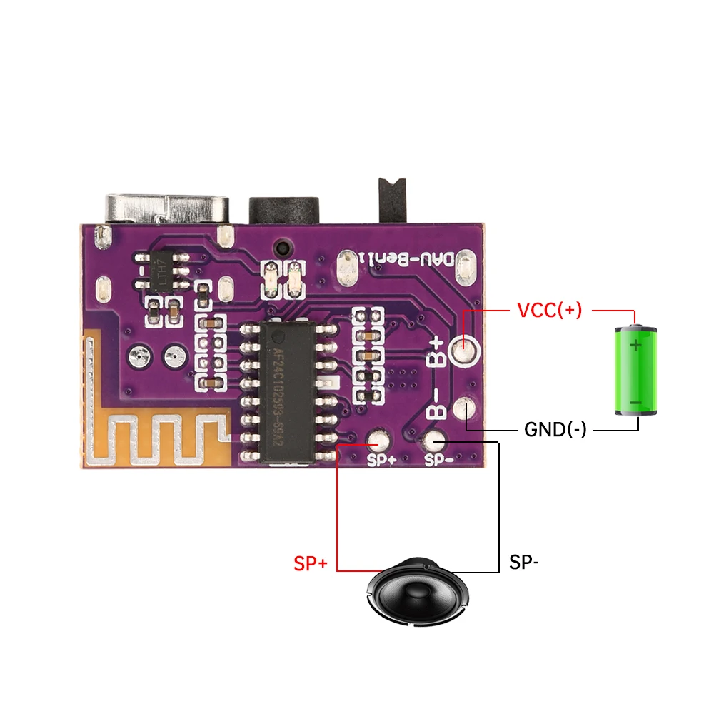 3.5-5V 5W Bluetooth-compatible Mono Amplifier Decoder Board TYPE-C MP3 Player TWS 3.5mm AUX Module Receiver DIY Handmade Speaker