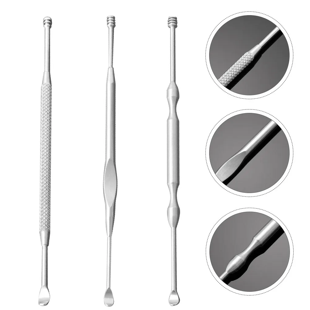 

3Pcs Sleek Stainless Steel Ear Wax Cleaner Set Professional Double-Tip Ear Spoon for Daily Hygiene Travel Storage Convenience