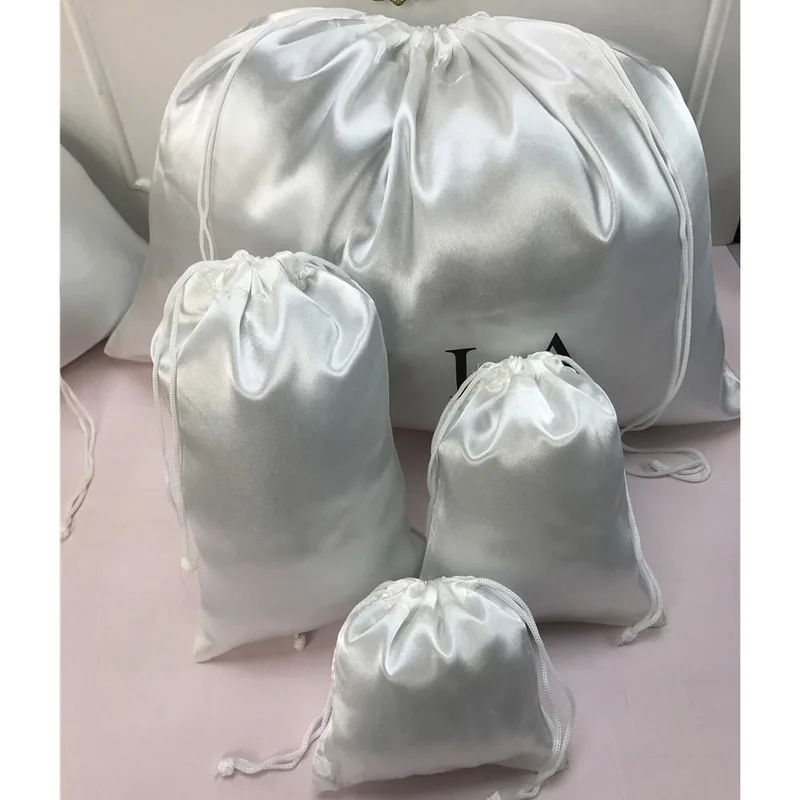 Luxury Jewelry Packaging Bag Satin Makeup Bag Wedding Necklace Shoe Cloth Party Organza Silk Pouch Custom Logo Gift Pouches