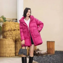 Abrigo de invierno de longitud media para mujer, chaqueta acolchada con capucha, Parka suelta y cálida, ropa de nieve gruesa, abrigos de plumón