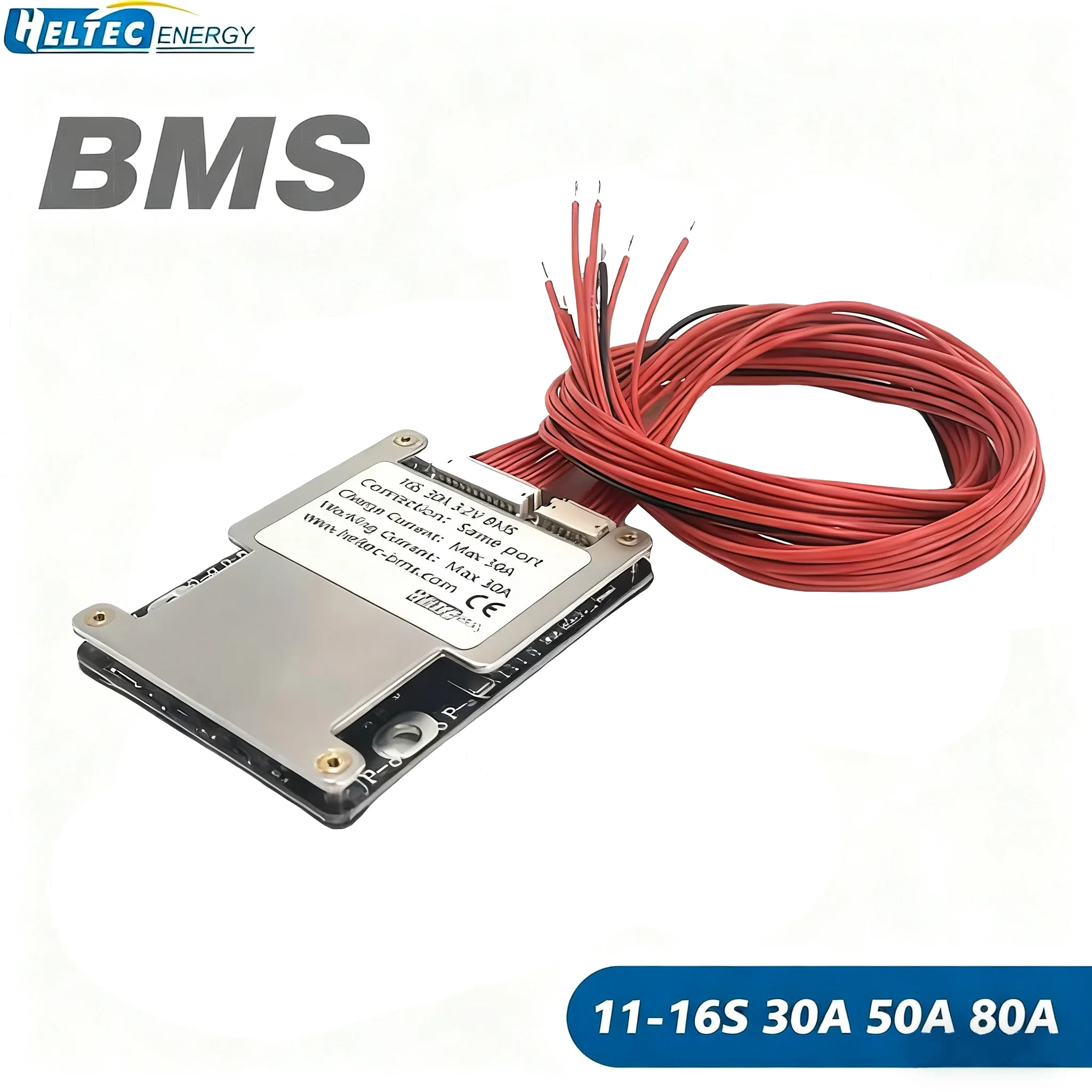Heltec 14S/16S 48V LiFePO4 Battery BMS, 30A/50A/80A Current Options – Compatible with Lipo Lithium & LiFePO4 Batteries