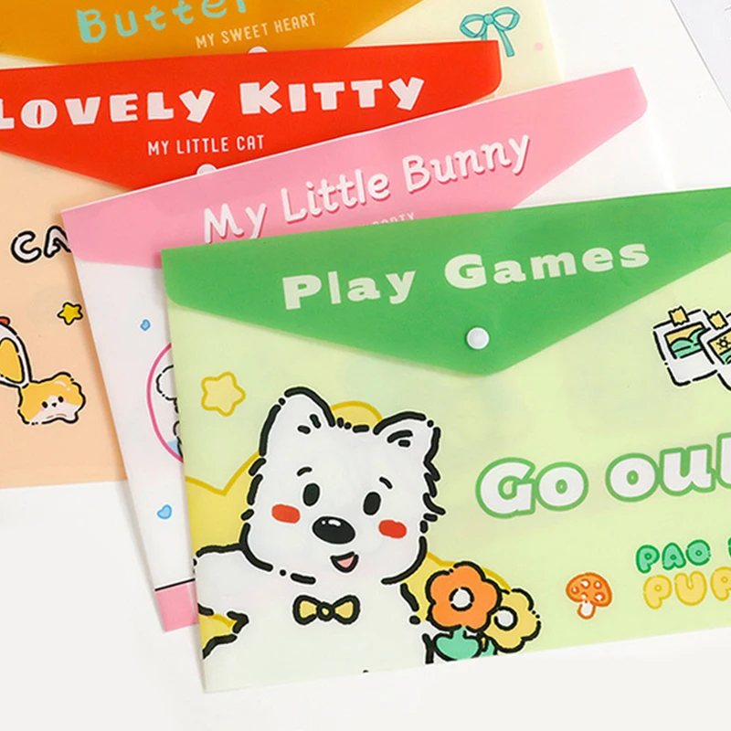 4Pcs Cartoon Capybara File Bag Waterproof Durable Test Paper Storage Bag Office Information File Bag Student Stationery Gifts