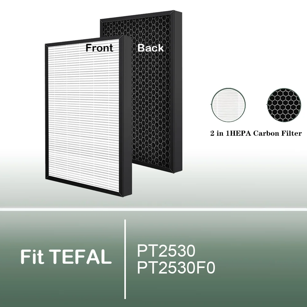 2 in 1 Activated Carbon + Hepa Filter for TEFAL Pure Air Essential PT2530 PT2530F0 PT2530G0 Performance  Purifier