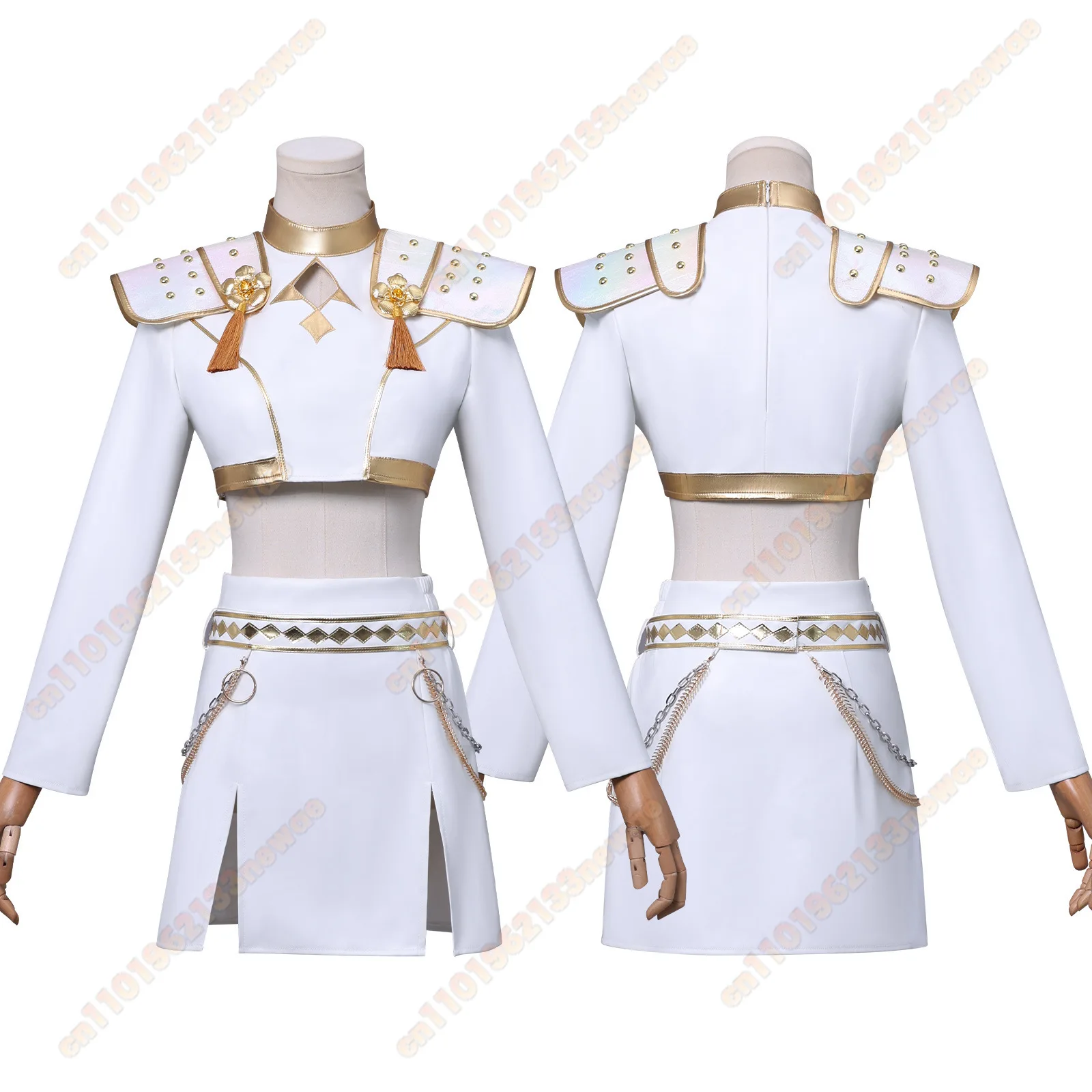 Kpop Demon Hunter Zoey Косплей Костюм Парик Huntrix Zoey Белый Костюм Корейская Волна Суперзвезда Идол Набор Представления Хэллоуин Карнавал