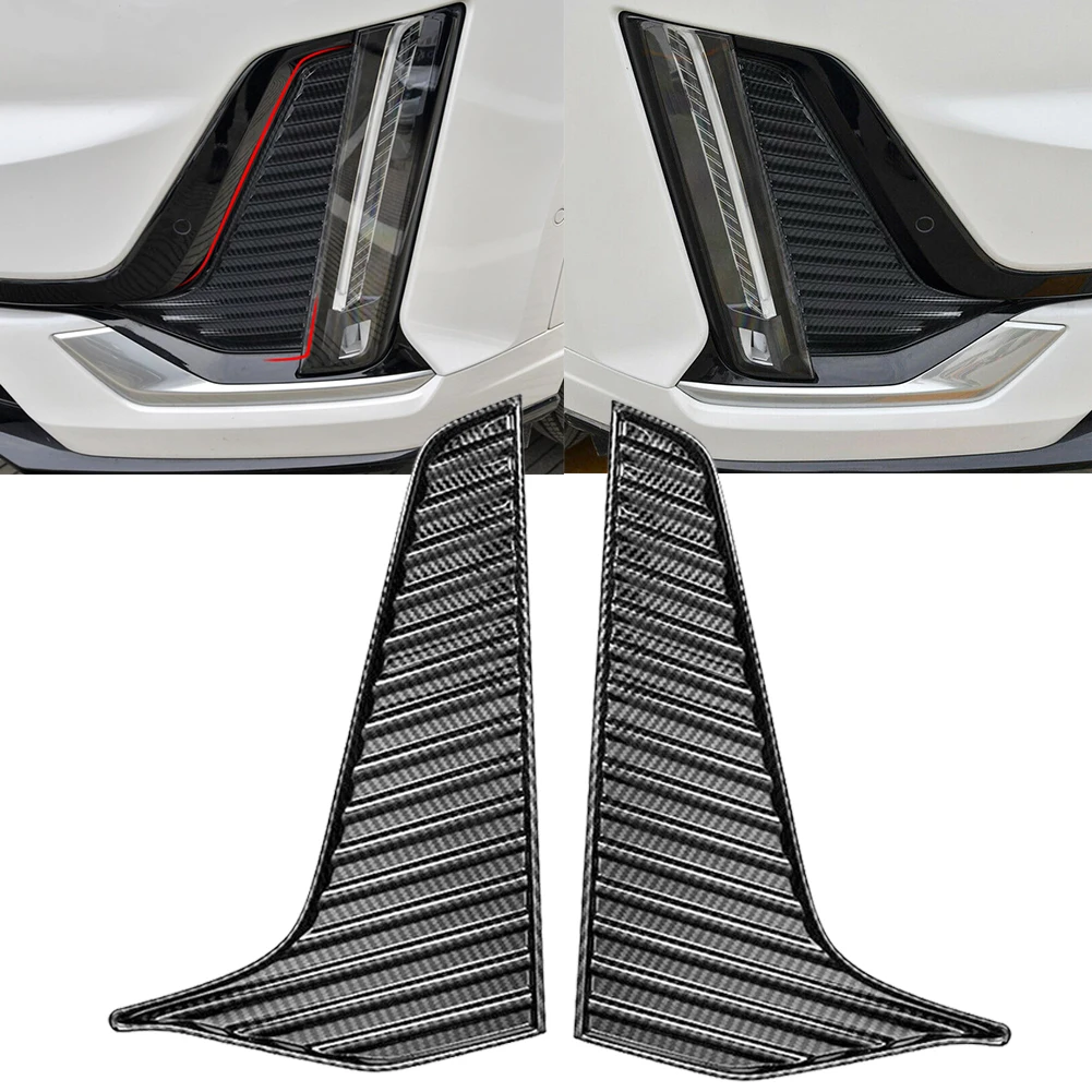 Front Fog Light Lamp Strip Trim ABS Carbon Fiber Strip Trim Fit For Cadillac XT6 2019-2020