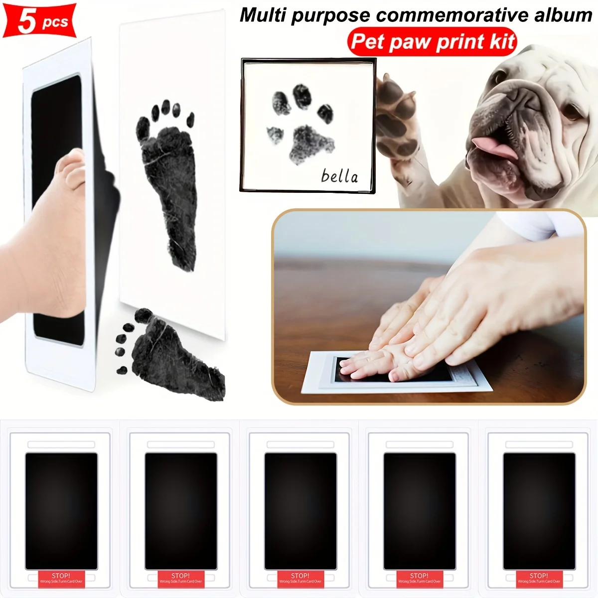 1/5 ชุด First Footprints ชุด New-life & Pet Paw ของที่ระลึกอุปกรณ์สําหรับผู้ปกครองใหม่ Keepsakes ความทรงจําของขวัญล้างฟรี