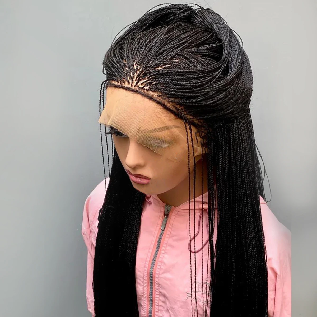 BLACK 28” Braided Dutch Twin lace front Wig *NEW* Lace Front Braided Wigs Ottawa BLACK 28” Braided Dutch Twin  main image 4