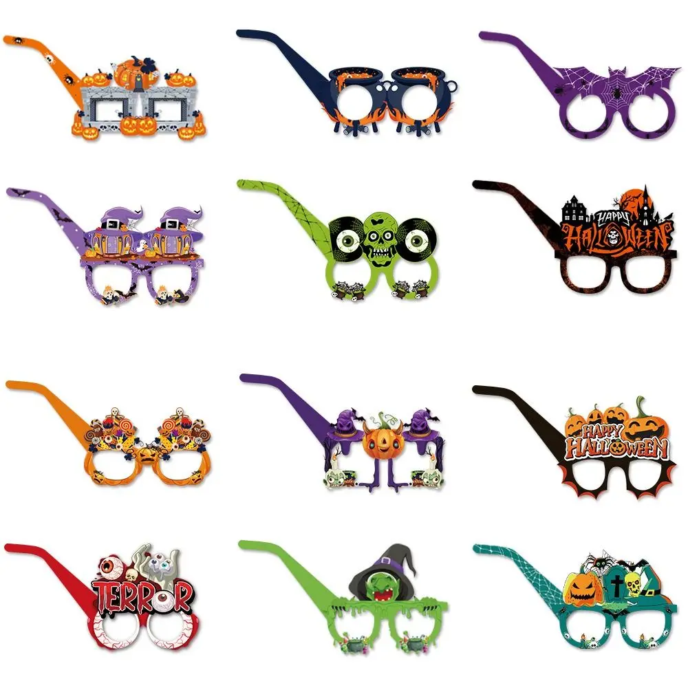 

6 шт., забавные очки на Хэллоуин, тыква, шляпа ведьмы, бумажные очки с призраком, реквизит для косплея, бумажные очки с тыквой, реквизит для фотобудки