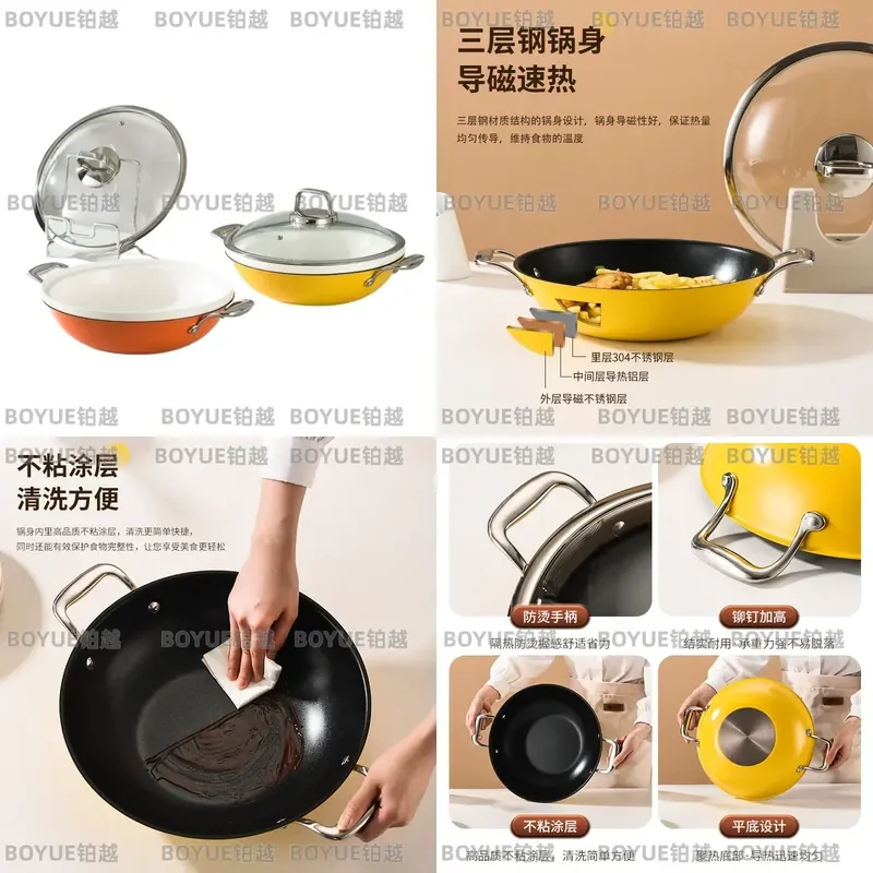 304 Stainless Steel Buffet Warmer Pot Non Stick Induction Heating Chafing Dish for Hotel Restaurant Commercial Breakfast