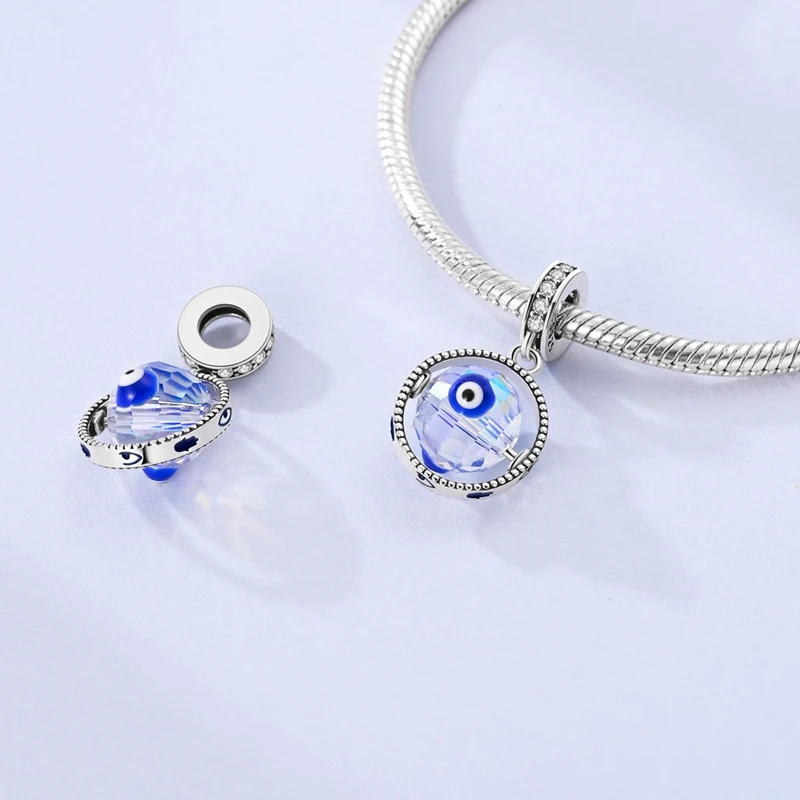 Original Sparking Spinning Charms 925 Sterling Silver Snowflake Windmill Lock Pendants Beads Fit Bracelet Jewelry Gift For Women