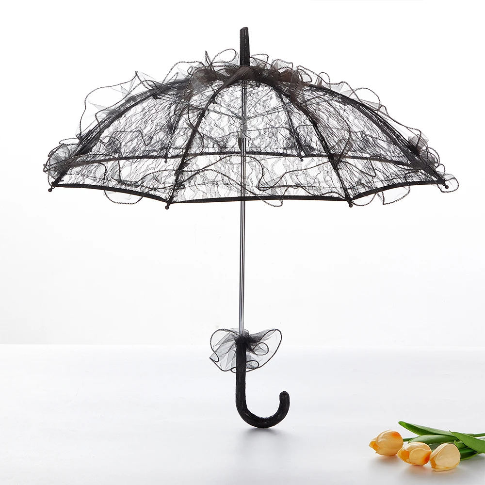 Lace Parasol Umbrella for Wedding, Bridal Photo Prop, Gothic Lolita Ruffle Umbrella, Decorative Umbrella for Bridesmaid Party
