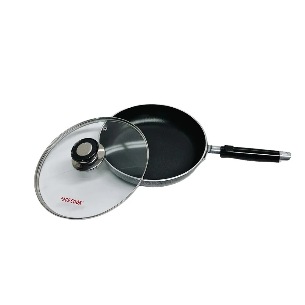 

12 inch non stick frying pan with lid deep skillet with handle dishwasher safe cookware for healthy cooking induction