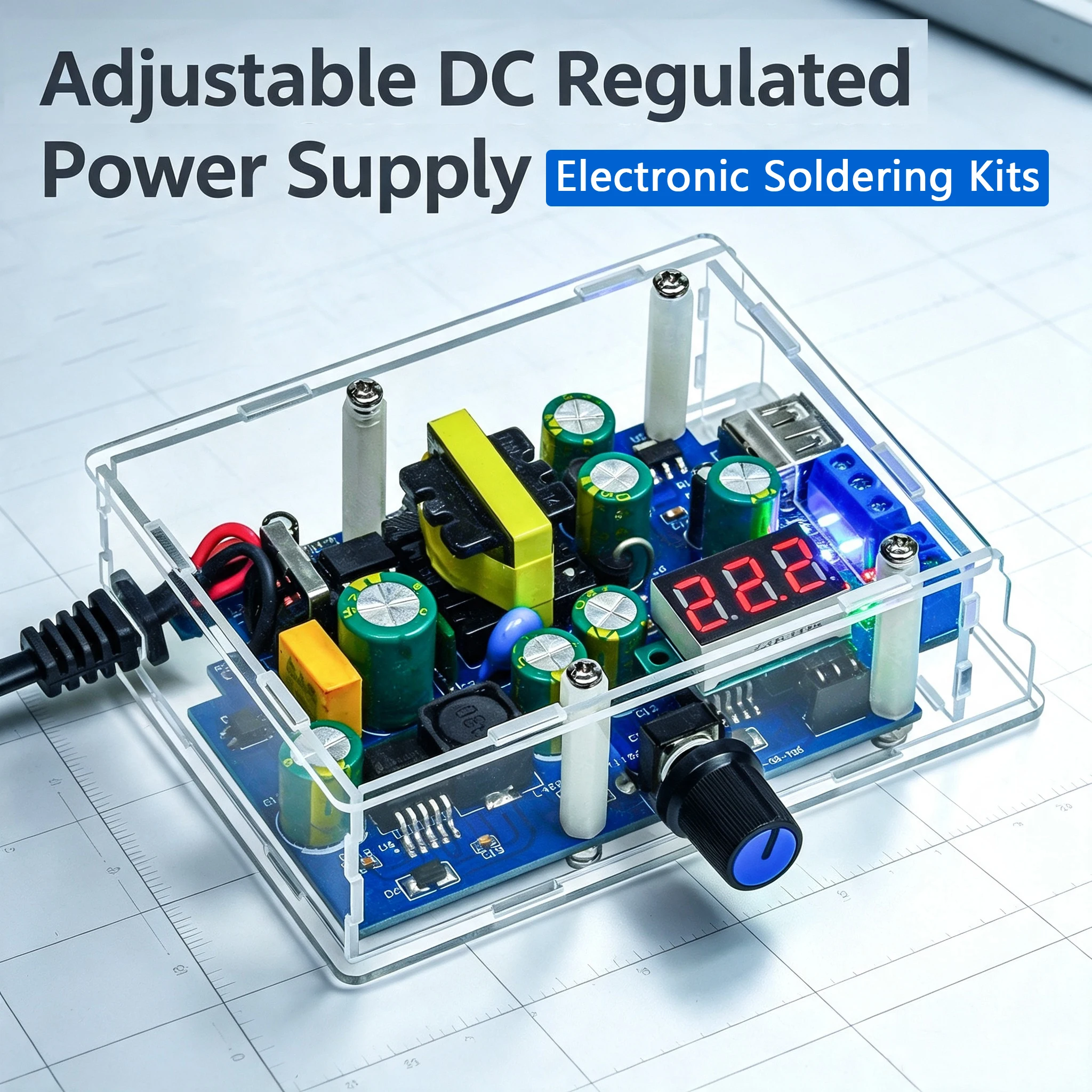 DC Regulated Power Supply Kit Continuously Adjustable Power Supply Circuit DIY Soldering Practice Circuit Board