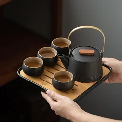 Quality Chinese Tea Set Hand-held Black Ceramic Teapot Teacup Set Kung Fu Tea Set Tea Box Purple Sand Charm Tea Pet Tea Ceremony