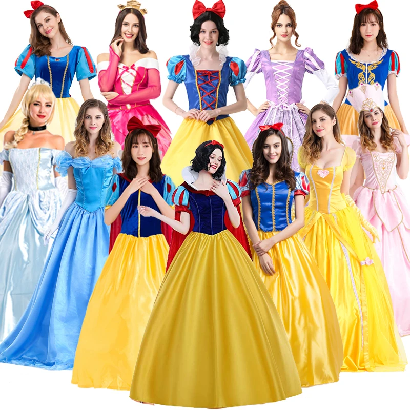 

Adult Halloween Snow White Dress Anna Cinderella Costume Ball Performance Clothing Bell Elsa Masquerade Dance Show Outfit