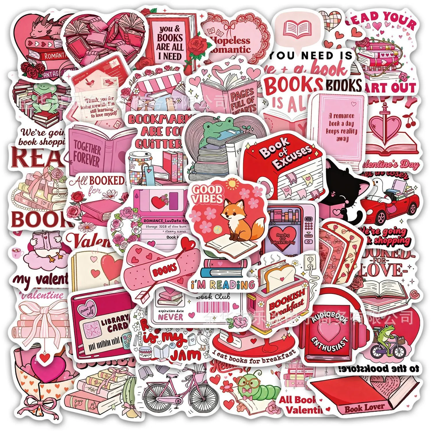 10/50/100PCS New Pink Bookish Reading Stickers Kids DIY Laptop Phone Case Water Cup Diary Graffiti Stickers Toys Gift