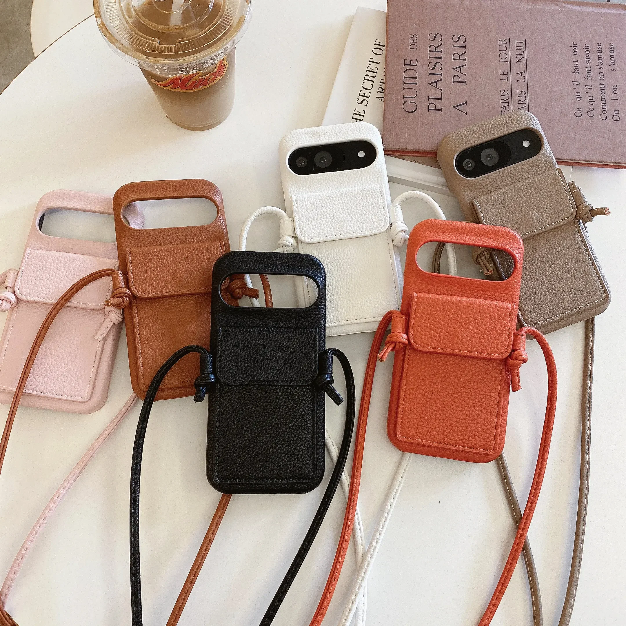 Crossbody Lanyard Wallet with Card Holder Phone Case for Google Pixel 9 8 7 6 Pro XL 8A 7A 6A PU Leather Protective Cover