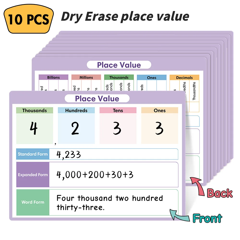 10 Double-sided Math Numerical and Digital Writing Specialized Exercise Sheets A4 Erasable Children's Classroom Learning Tools