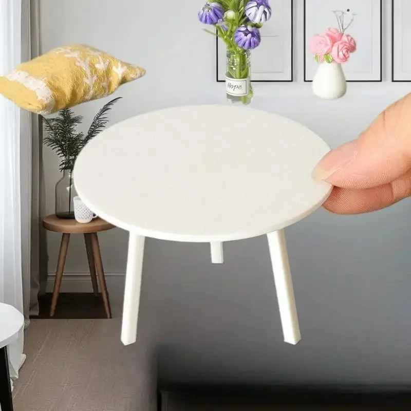 

1 Piece Dollhouse Miniature White Round Table Model Simulation Furniture Decoration DIY Accessories Toys